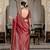 marron silk blend zarkan work saree with unstitched blouse