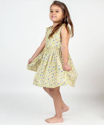 Yellow printed cotton dress 4