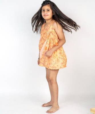 Orange printed cotton dress 3