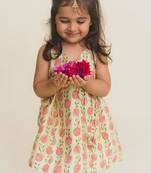 Green printed cotton kurta set