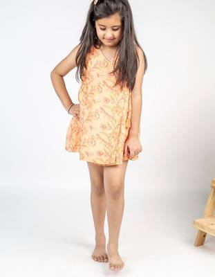 Orange printed cotton dress 4