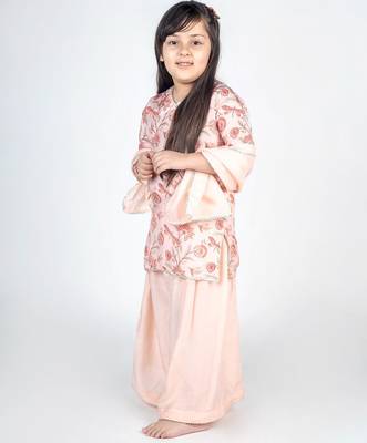 Pink printed cotton sharara set 1