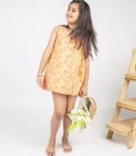 Orange printed cotton dress