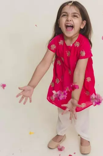Pink embroidered cotton kurta set