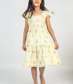 Yellow printed cotton dress