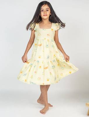 Yellow printed cotton dress 2