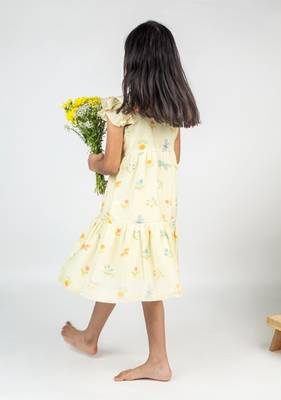 Yellow printed cotton dress 3