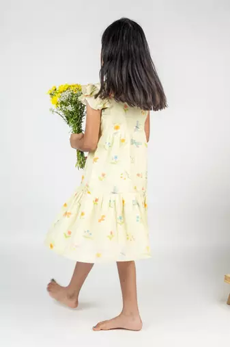 Yellow printed cotton dress