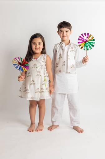 White printed cotton dress