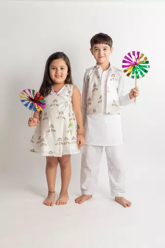 White printed cotton dress