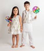 White printed cotton dress