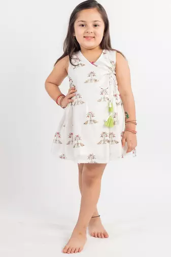 White printed cotton dress