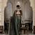 olive silk blend zarkan work saree with unstitched blouse