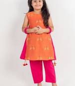 Pink embroidered cotton kurta set