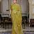neon silk blend zarkan work saree with unstitched blouse