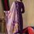 Purple Designer Straight Kurti Pant Dupatta Set With Embroidery And Hand Work