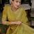 neon silk blend zarkan work saree with unstitched blouse