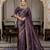 dark purple silk blend zarkan work saree with unstitched blouse