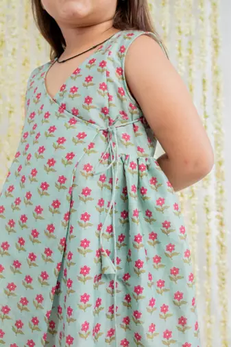 Blue printed cotton dress