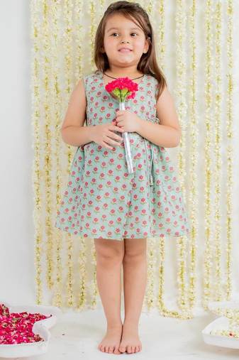 Blue printed cotton dress