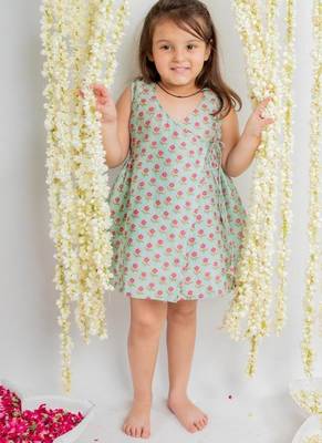 Blue printed cotton dress 4