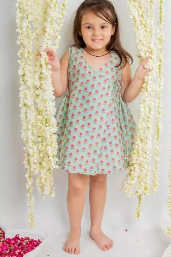 Blue printed cotton dress