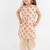 Beige printed cotton kurta set