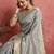 grey soft silk blend zari woven saree with unstitched blouse