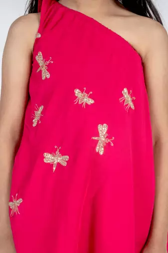 Pink embroidered cotton kurta set