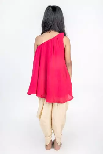 Pink embroidered cotton kurta set