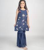 Blue embroidered cotton kurta set