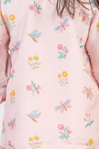 Pink printed cotton co ord set