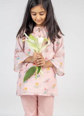 Pink printed cotton co ord set 1