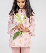 Pink printed cotton co ord set