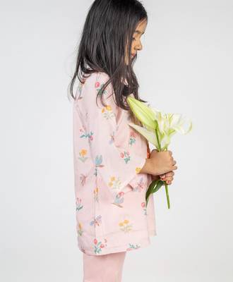 Pink printed cotton co ord set 3