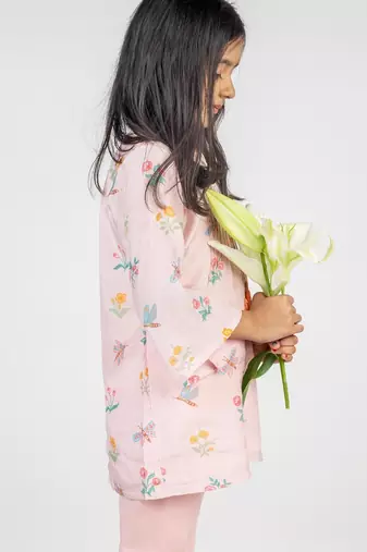 Pink printed cotton co ord set