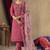 Pink Designer Straight Kurti Pant Dupatta Set With Embroidery And Hand Work