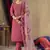Pink Designer Straight Kurti Pant Dupatta Set With Embroidery And Hand Work