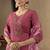 Pink Designer Straight Kurti Pant Dupatta Set With Embroidery And Hand Work