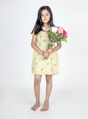 Green embroidered cotton dress 1