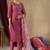 Pink Designer Straight Kurti Pant Dupatta Set With Embroidery And Hand Work
