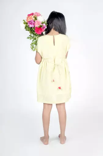 Green embroidered cotton dress