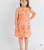 Orange printed cotton dress