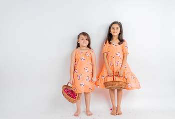 Orange printed cotton dress 2