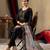 Black Designer Straight Kurti Pant Dupatta Set With Embroidery And Hand Work