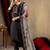Black Designer Straight Kurti Pant Dupatta Set With Embroidery And Hand Work