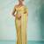 yellow silk blend chiffon zarkan work saree with unstitched blouse
