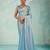 sky blue silk blend chiffon zarkan work saree with unstitched blouse