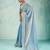 sky blue silk blend chiffon zarkan work saree with unstitched blouse