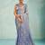 blue silk blend chiffon zarkan work saree with unstitched blouse